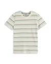 Scotch & Soda Kids' Stripe Cotton & Linen T-shirt In Soft Ice