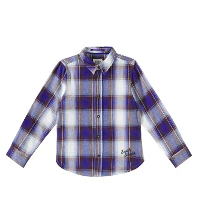 Scotch & Soda Kids' Checked Cotton Flannel Shirt In Multicoloured
