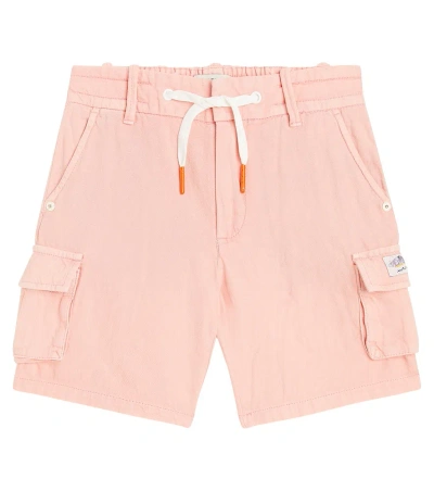 Scotch & Soda Kids' Cotton And Linen Cargo Shorts In Pink