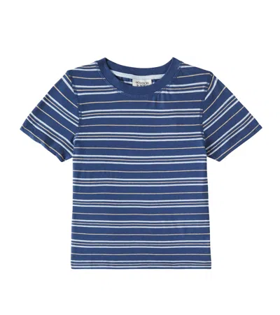 Scotch & Soda Kids' T-shirt Aus Baumwolle Und Leinen In Blau