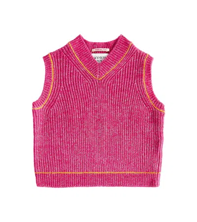 Scotch & Soda Kids' Cotton-blend Waistcoat In Pink
