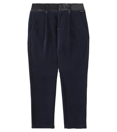 Scotch & Soda Kids' Cotton Velvet Slim Pants In Blue