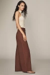 Scotch & Soda Cotton Voile Wide-leg Pull-on Pants In Brown