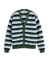Scotch & Soda Men's Loose-fit Crocheted Stripe Cardigan In Sage