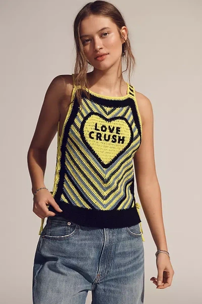 Scotch & Soda Crochet Love Crush Icon Sweater Tank Top In Black