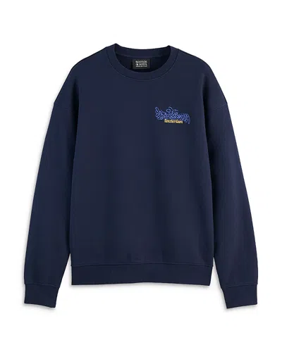Scotch & Soda Double Sided Artwork Sweatshirt In Night