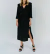 Scotch & Soda Draped Midi Bdress In Black In Black