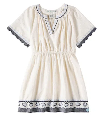Scotch & Soda Kids' Embroidered Cotton Dress In Beige