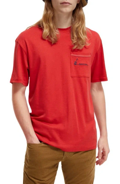 Scotch & Soda Relaxed Fit T-shirt In Red