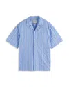 Scotch & Soda Embroidered Relaxed Fit Striped Shirt In Sky Blue