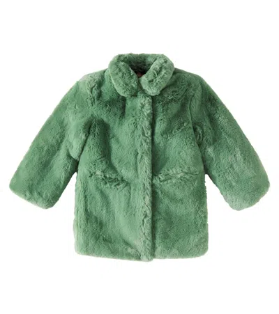 Scotch & Soda Kids' Faux Fur Coat In Green