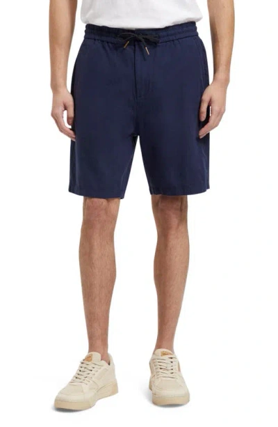 Scotch & Soda Fave Cotton & Linen Twill Bermuda Shorts In Navy