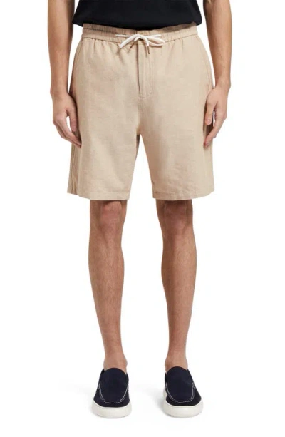 Scotch & Soda Fave Cotton & Linen Twill Bermuda Shorts In Seastone