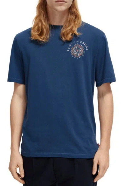 Scotch & Soda Festival Graphic T-shirt In Blue
