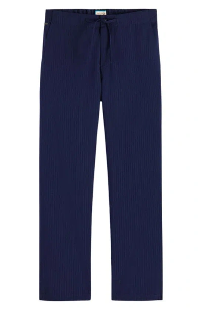 Scotch & Soda Finch Tapered Seersucker Pants In Navy Blue