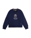 Scotch & Soda Embroidered Cotton-blend Jersey Sweatshirt In Navy