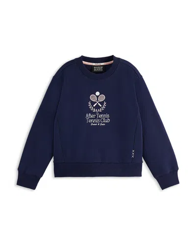 SCOTCH & SODA GIRLS' AFTER TENNIS TENNIS CLUB RELAXED FIT SWEATSHIRT - LITTLE KID, BIG KID