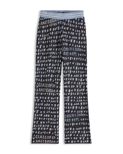 Scotch & Soda Girls' Straight Leg Jacquard Sweatpants - Little Kid, Big Kid In Blue