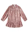 Scotch & Soda Leopard-print Cotton Flannel Shirt Dress In Pink