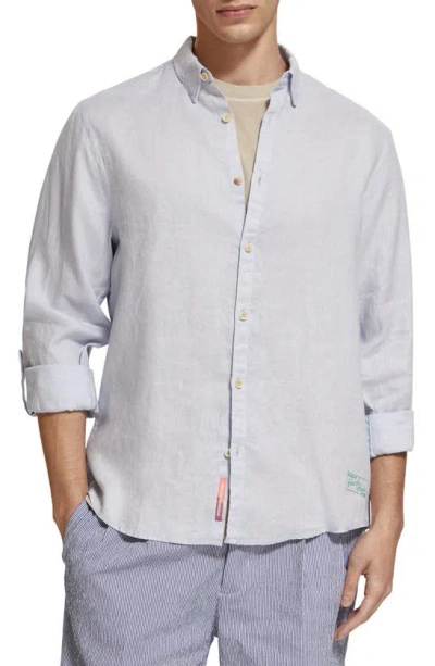 Scotch & Soda Linen Button-up Shirt In Shirt Blue