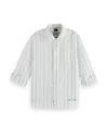 Scotch & Soda Boy's Yarn-dyed Cotton Linen Button-front Shirt