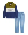 Scotch & Soda Little Boys French Terry Graphic Polo Denim Pant Set, 2- Piece Set In Evening Skies