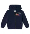 Scotch & Soda Logo Cotton Hoodie In Blue