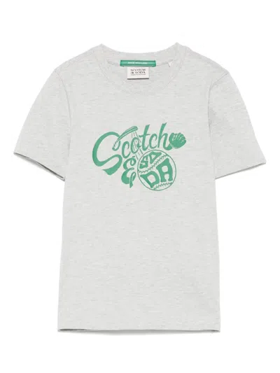Scotch & Soda Kids' Logo-print T-shirt In Grey
