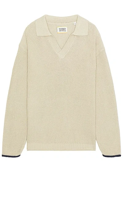 Scotch & Soda Long Sleeve Polo Sweater In 灰色