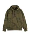Scotch & Soda Loose Fit Over Dyed All Over Print Hoodie In Leafs