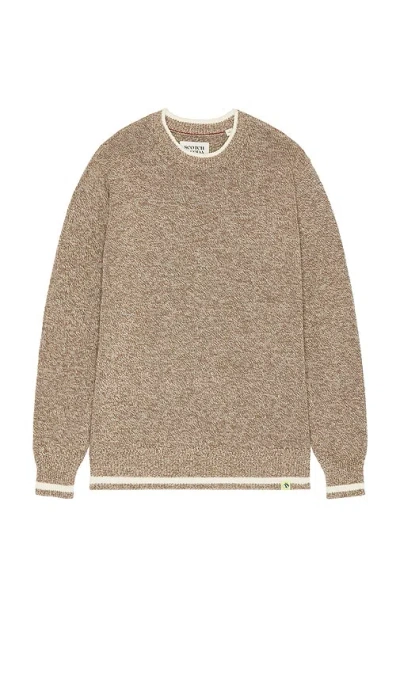 Scotch & Soda Melange Regular Fit Crewneck Sweater In 淡棕色
