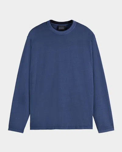 Scotch & Soda Men's 3 Crosses Cotton Crewneck Sweater In Navy
