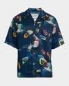 Scotch & Soda Abstract Print Lyocell Camp Shirt In Abstract Island Night Aop
