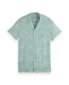 Scotch & Soda Relaxed Fit Print Short Sleeve Button-up Shirt In Green