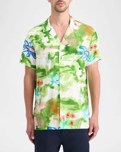 Scotch & Soda Men's Allover-print Camp Shirt In 7513-lake Flower Aop