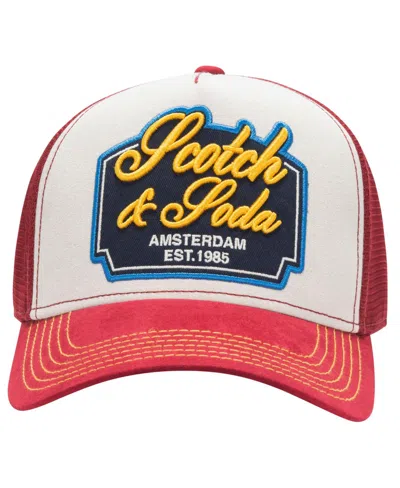 Scotch & Soda Men's Arena Adjustable Trucker Cap In Red