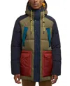 Scotch & Soda Men's Arza Quilted Colorblocked Mixed-media Full-zip Hooded Parka In Classic Green