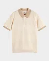 Scotch & Soda Men's Cotton Texture Knit Polo Shirt In Neutral