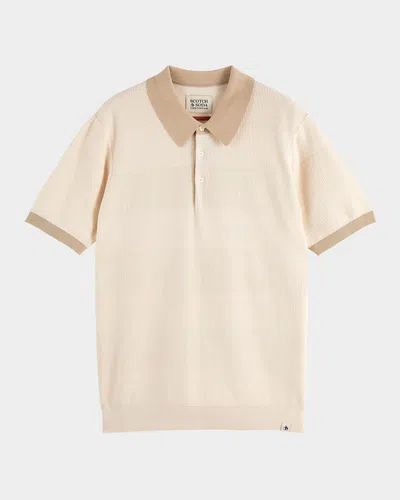 Scotch & Soda Men's Cotton Texture Knit Polo Shirt In Yellow