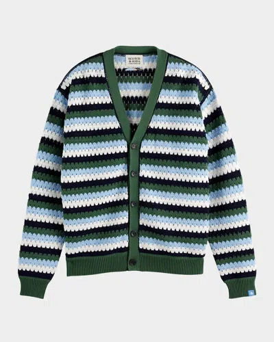 SCOTCH & SODA MEN'S CROCHET KNIT CARDIGAN