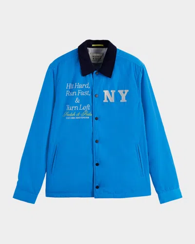 Scotch & Soda Men's Embroidered Blouson Jacket In League Blue