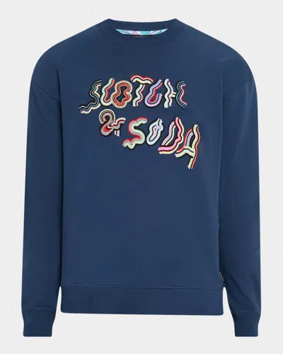 Scotch & Soda Men's Embroidered Relaxed-fit Sweatshirt In Atlantic Blue