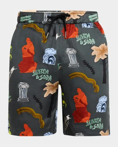 Scotch & Soda Men's Fave Printed Bermuda Shorts In Park Green Aop