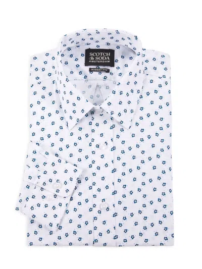 Scotch & Soda Men's Floral Stretch Cotton Modern-fit Dress Shirt In Multi