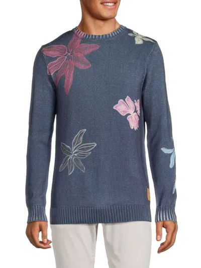 Scotch & Soda Men's Floral Sweater In Navy