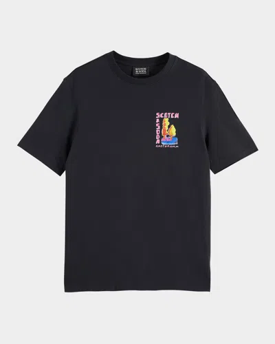 Scotch & Soda Men's Graphic Crewneck T-shirt In Gray