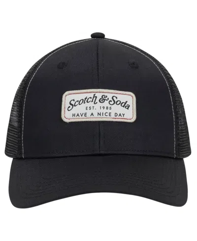 Scotch & Soda Men's Have A Nice Day Trucker Hat In Black