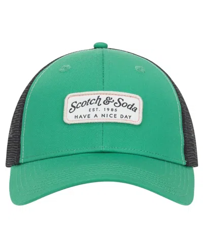Scotch & Soda Men's Have A Nice Day Trucker Hat In Medium Green