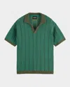 Scotch & Soda Chevron Regular Fit Short Sleeve Sweater In Green