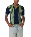 Scotch & Soda Stripe Textured Cotton Knit Polo In Atlantic Blue